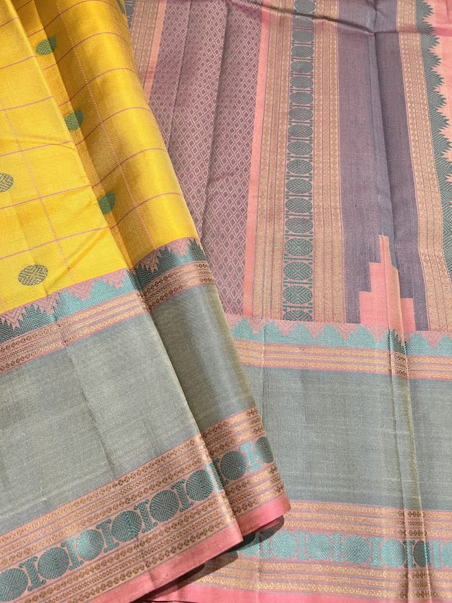 Kimaya yellow silk saree 1