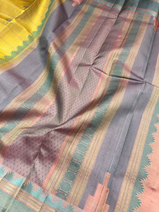 Kimaya yellow silk saree 2