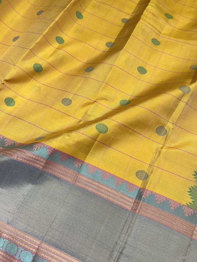 Kimaya yellow silk saree 3