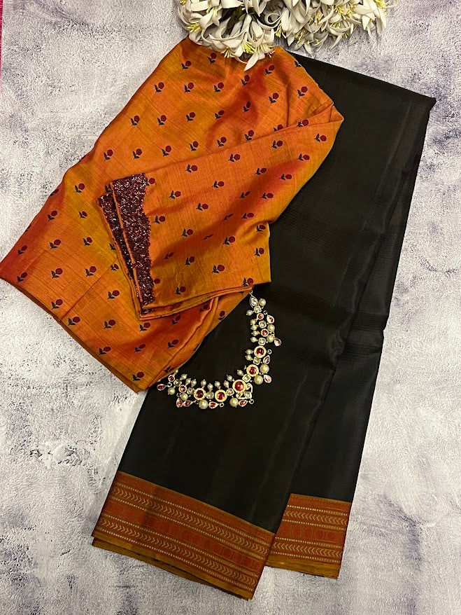 Kimaya plain silk saree