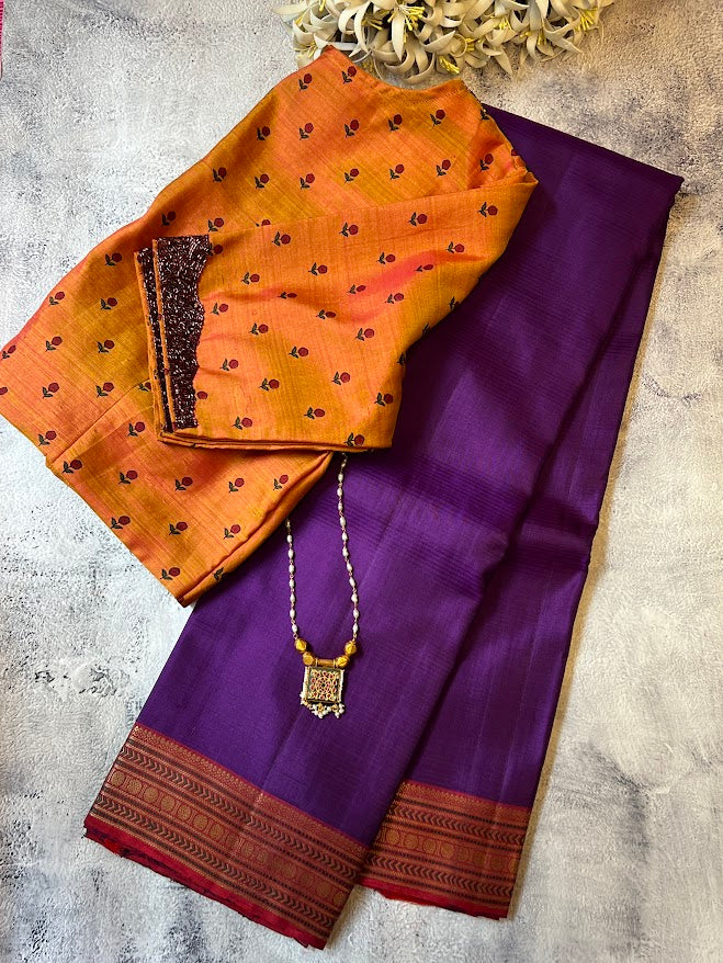 Kimaya plain silk saree