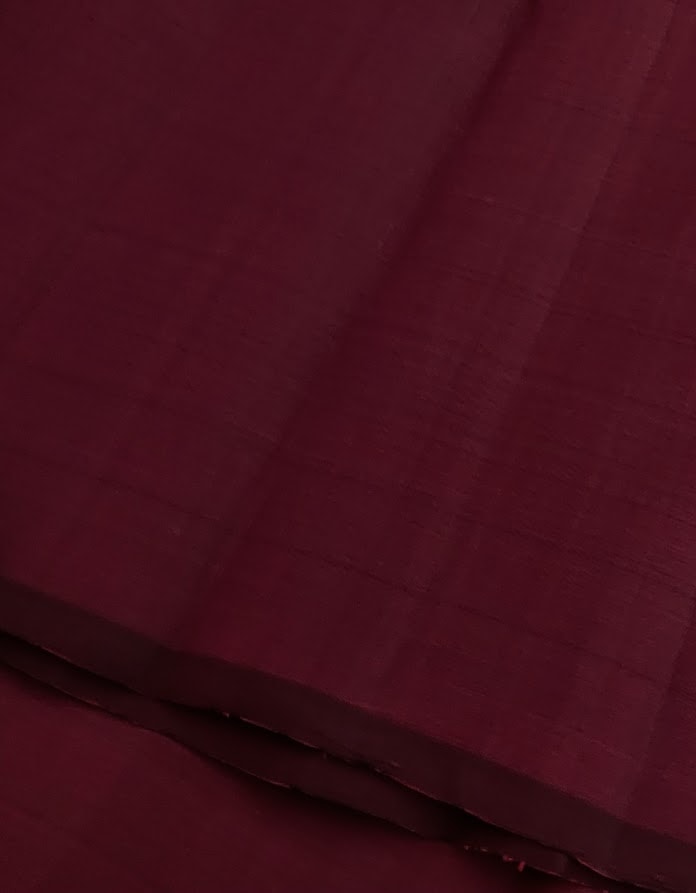 Lavanyam - Plain deep maroon kanchipuram silk saree1