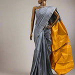 Plain kanchipuram silk saree grey 