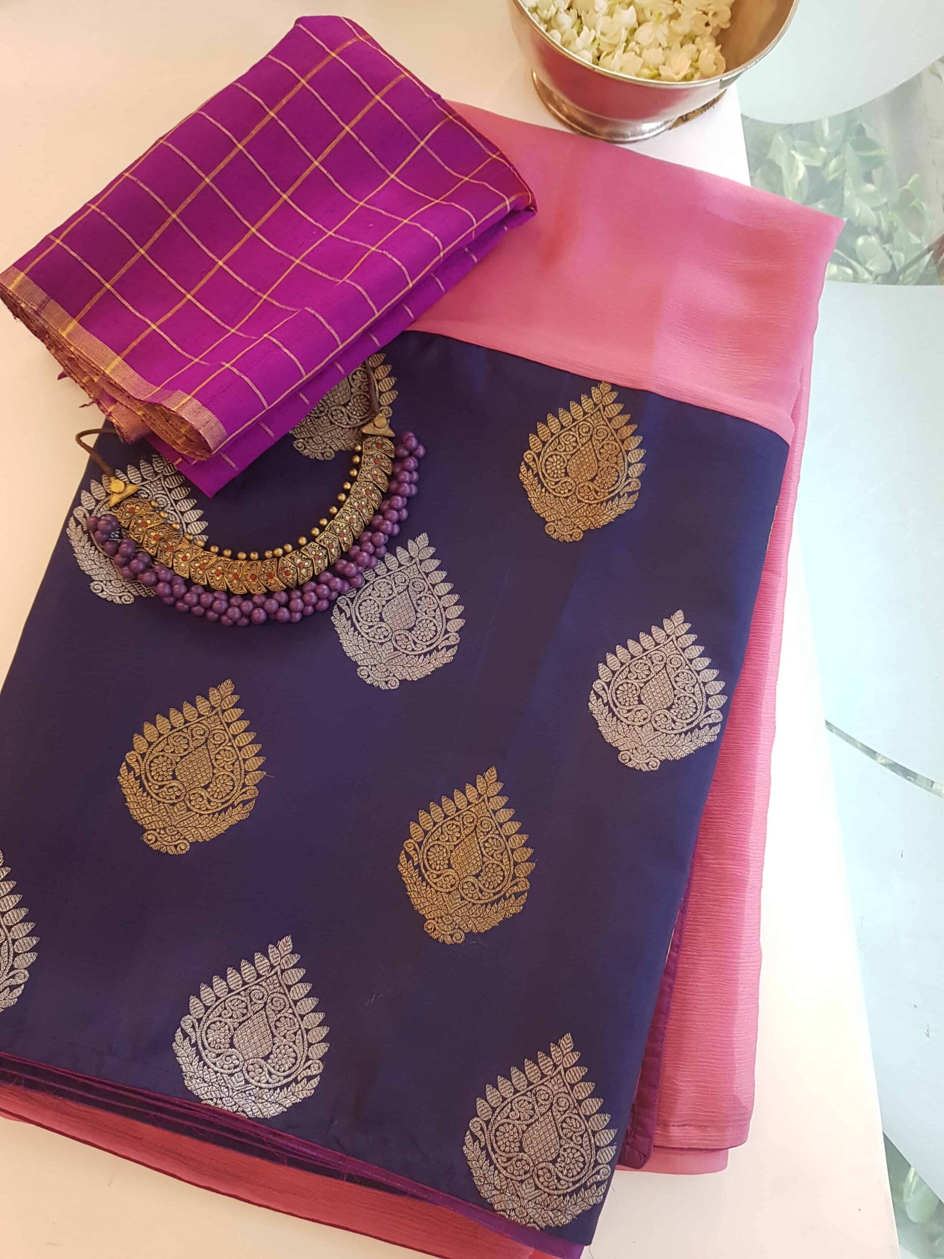 Light-pink-and-navy-blue-chiffon-saree-with-attached-Kanchi-silk-border-2-rotated-1.jpg