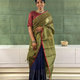 Madhura olive and blue