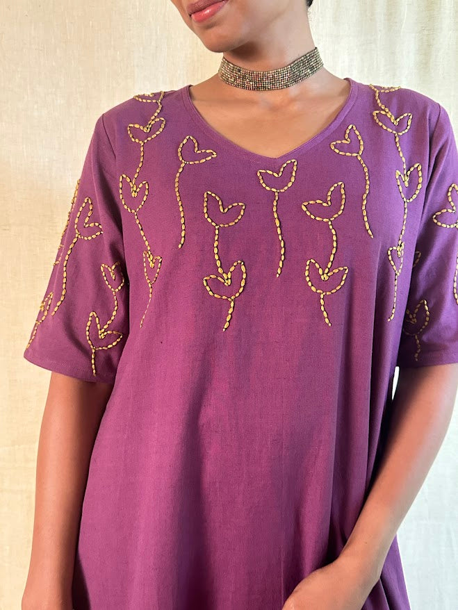 Organic cotton embroidered kurta