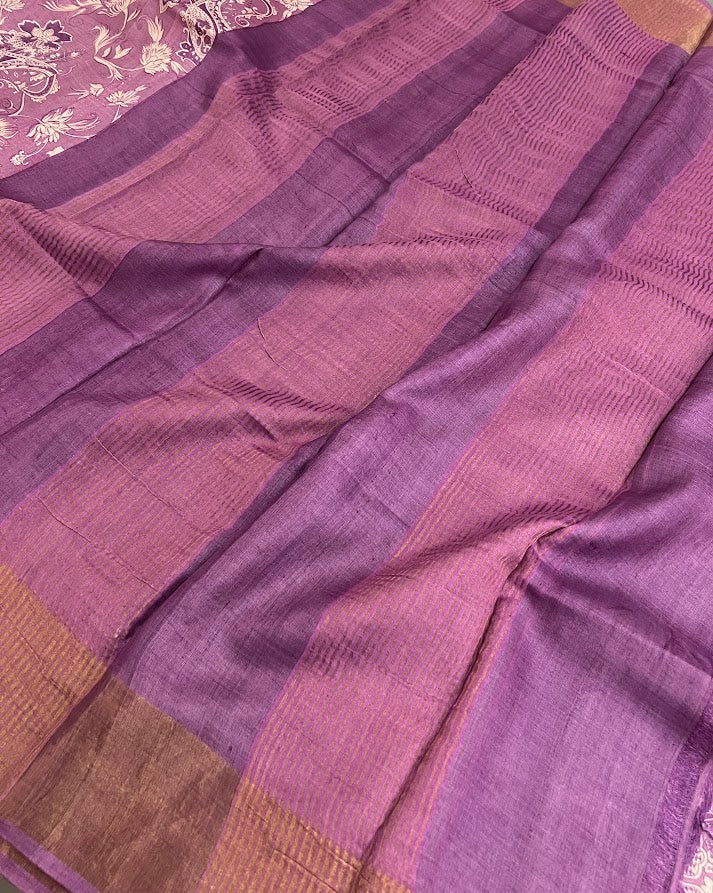 Maya - Lilac tussar printed saree 2