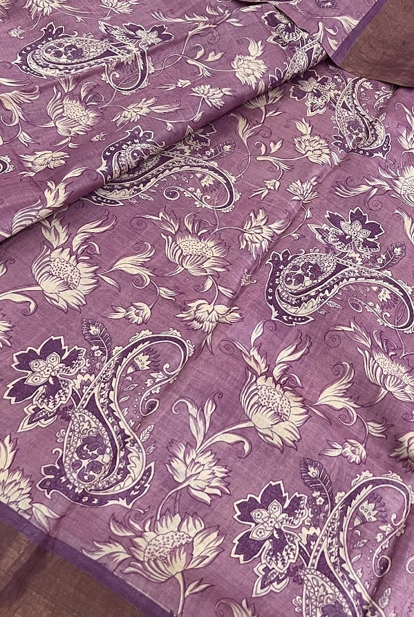 Maya - Lilac tussar printed saree 4