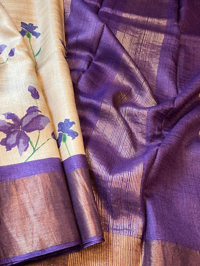 Maya hibiscus tussar saree