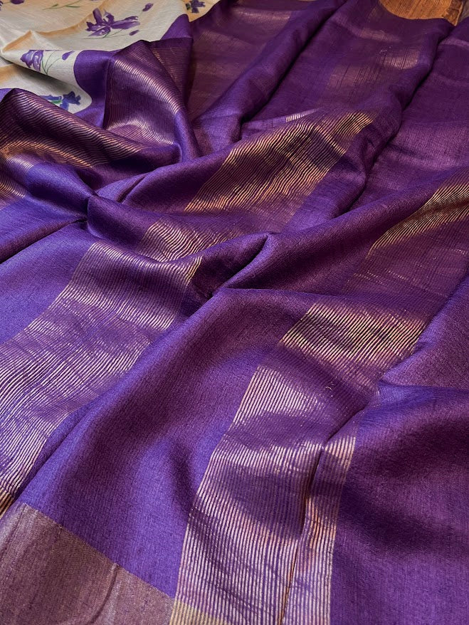 Maya hibiscus tussar saree