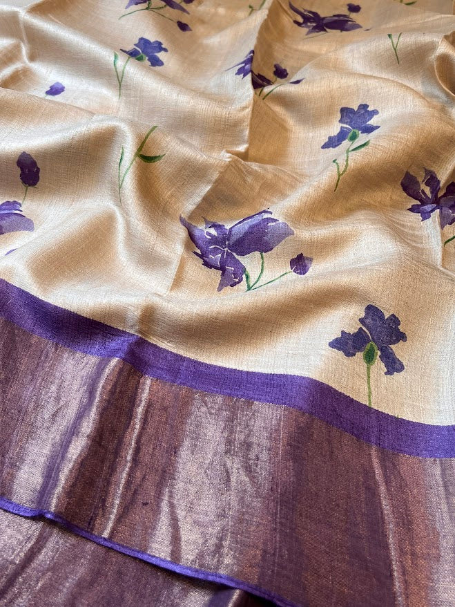 Maya hibiscus tussar saree