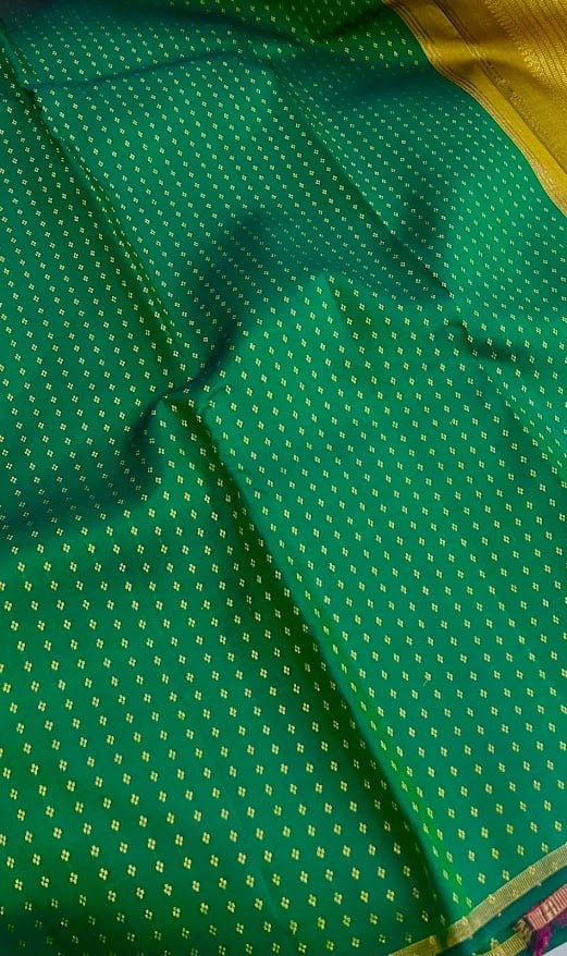 Meera Bottle green kanchipuram silk saree with dual colour pallu 2