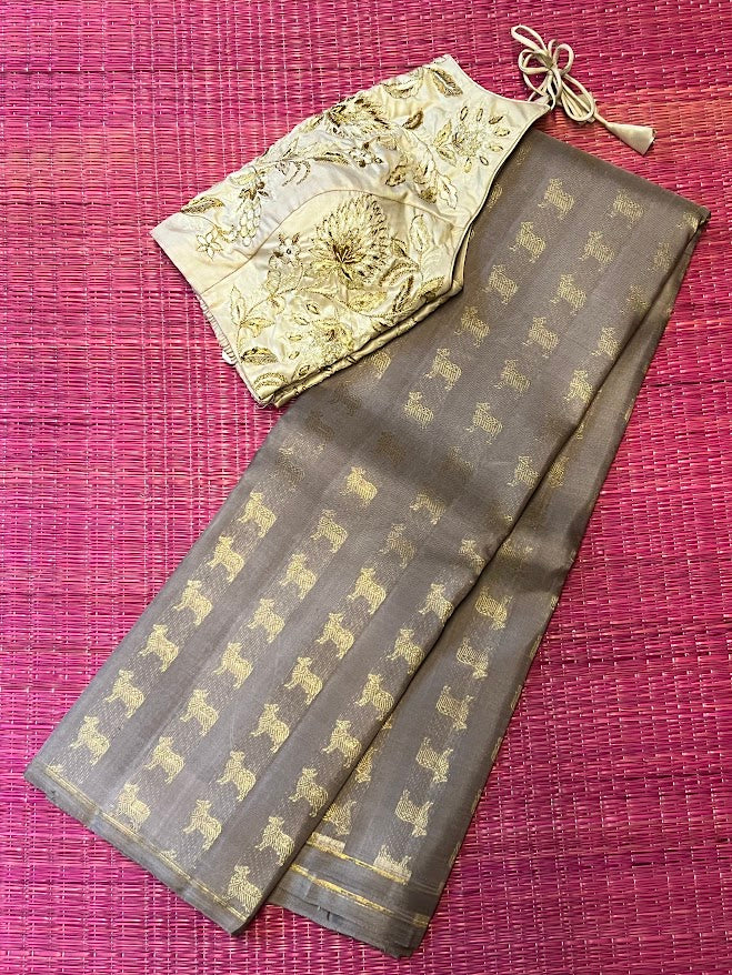 Meera mocha kamadhenu kanchipuram silk saree