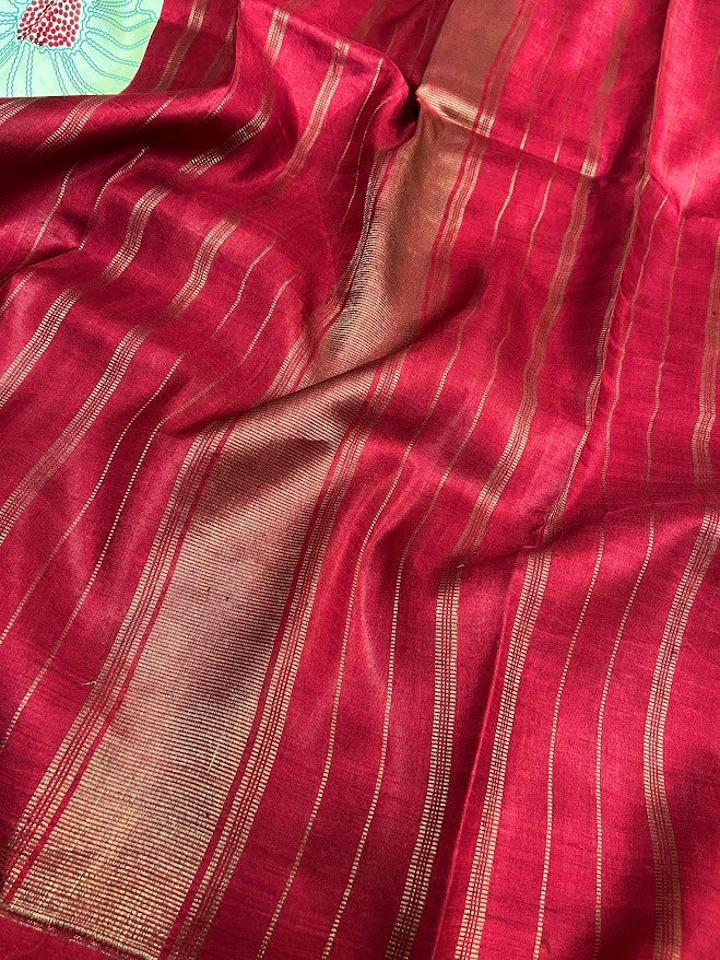 Mila cream red floral kanchi silk saree 2