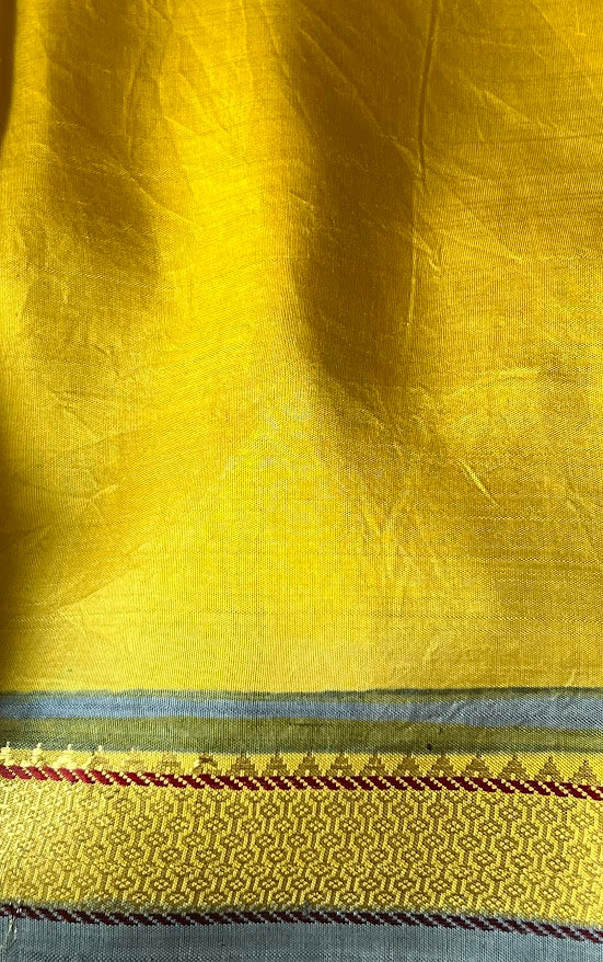 Mila yellow grey kanchipuram silk saree 3