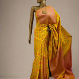 Mila colour block printed kanchipuram silk saree