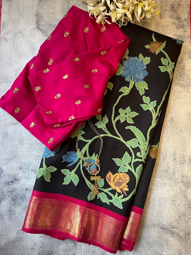 Mila  korvai floral kanchi silk saree