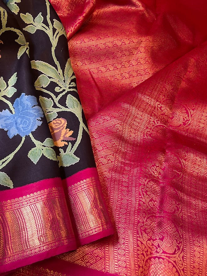 Mila  korvai floral kanchi silk saree