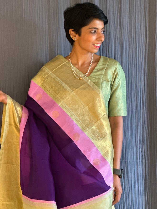 Mishrita Aubergine organza silk saree 5