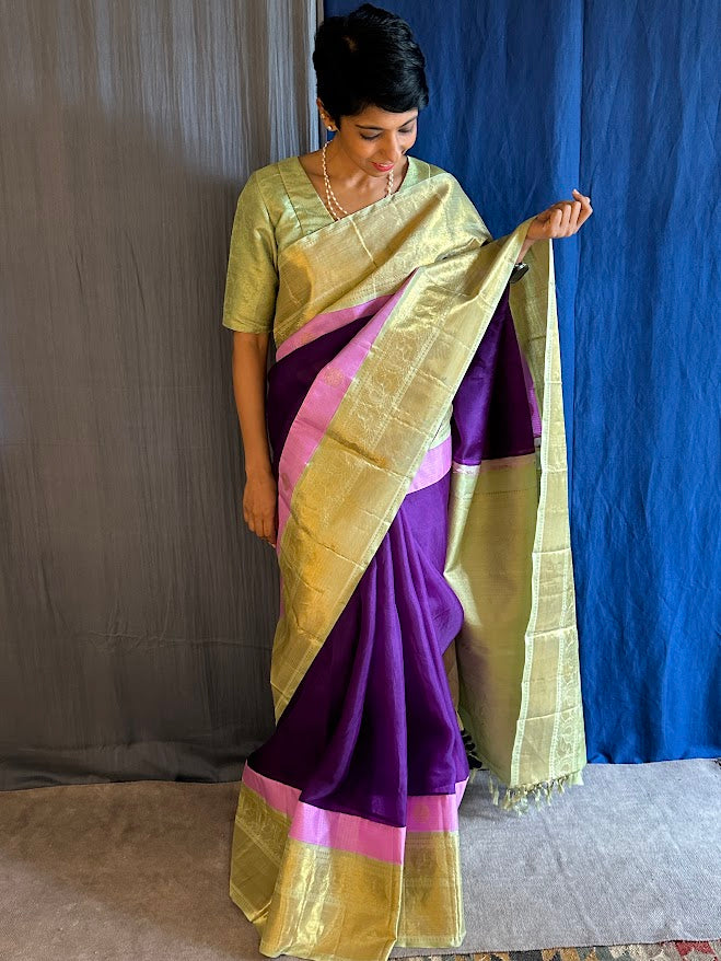 Mishrita Aubergine organza silk saree 6