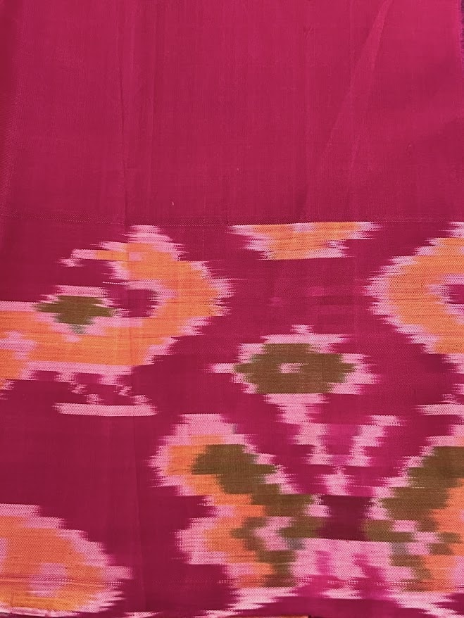 Mishrita Violet organza saree with pink kanchi silk border 5