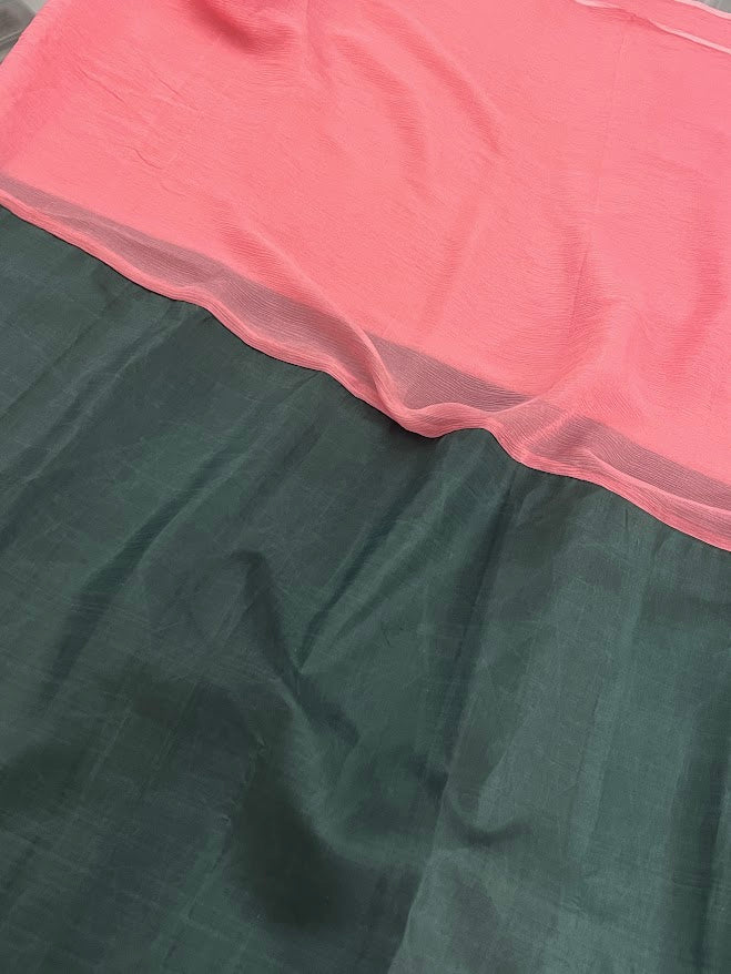 Mishrita green pink fusion saree 1