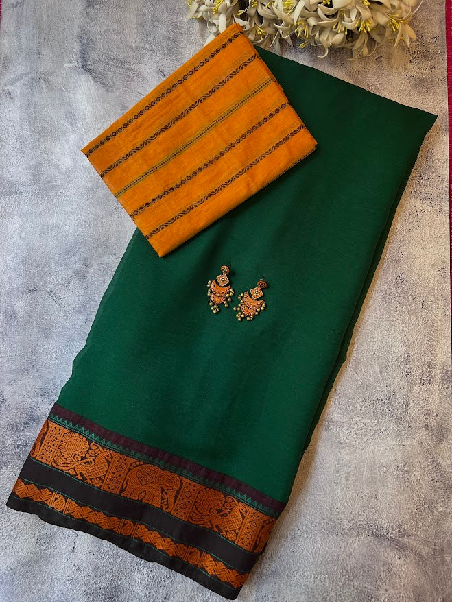 Mishrita green chiffon saree