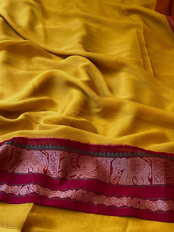 Mishrita mustard chiffon saree