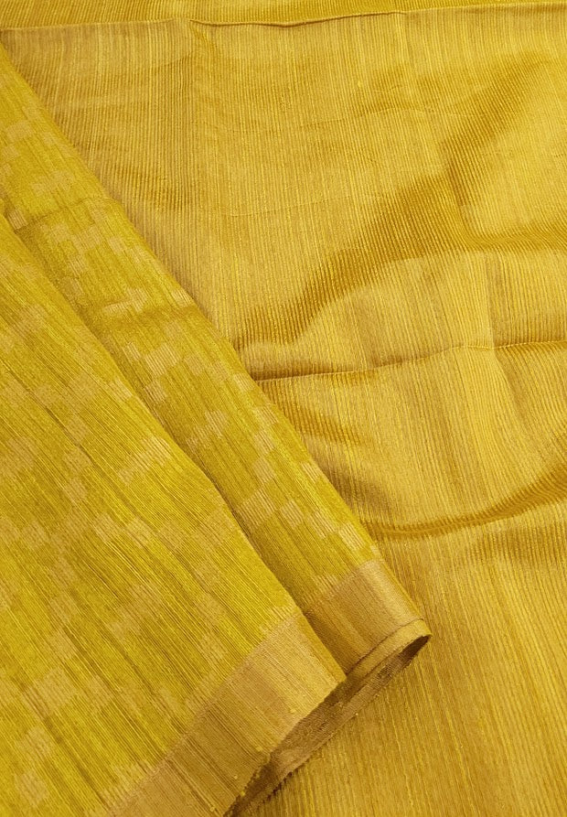 Yellow handloom matka silk saree 1