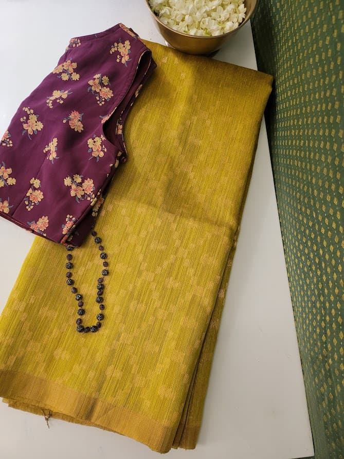 Yellow handloom matka silk saree