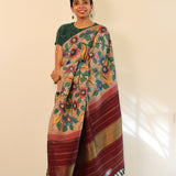 Kalpataru hand painted kanchipuram silk saree