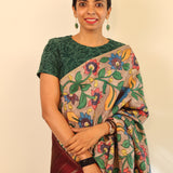 Kalpataru hand painted kanchipuram silk saree