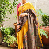 Rising border chiffon kalamkari saree