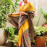 Rising border chiffon kalamkari saree