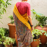 Rising border chiffon kalamkari saree