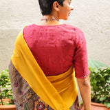 Rising border chiffon kalamkari saree