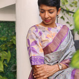 Printed tussar blouse