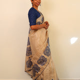 Crochet bordered tussar saree