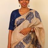 Crochet bordered tussar saree