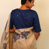 Crochet bordered tussar saree