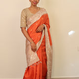 Tussar Parsi gara embroidered saree