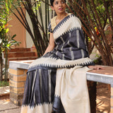 Veena monochrome tussar saree