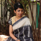 Veena monochrome tussar saree