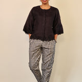 Checkered silk pants