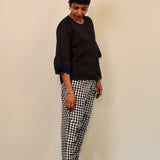 Checkered silk pants