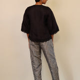 Checkered silk pants