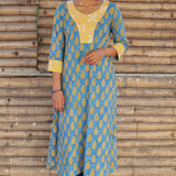 Blue foliage kurta