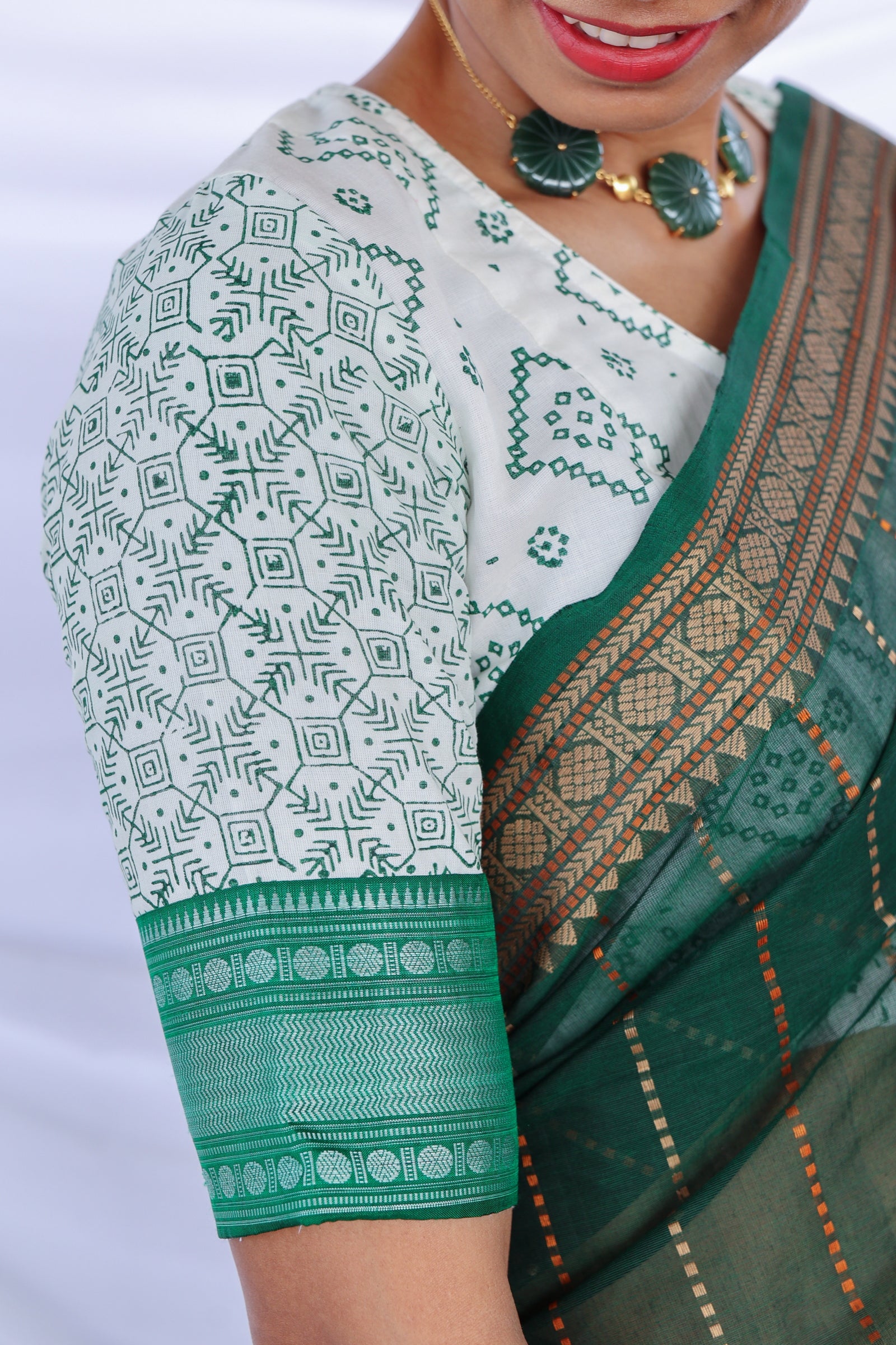 Hand printed kanchi cotton blouse