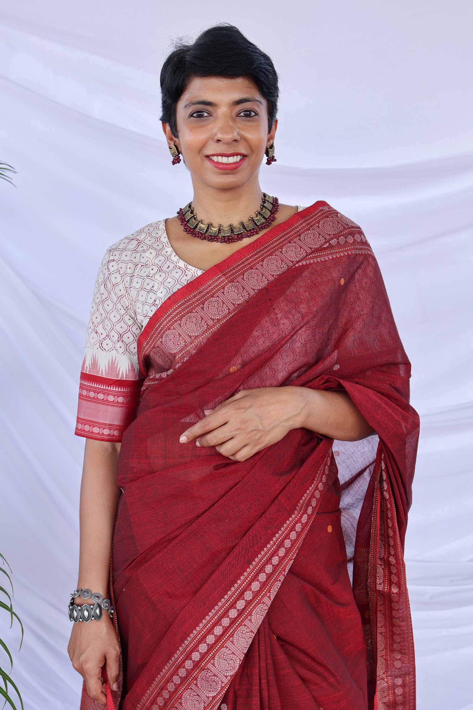 Hand printed kanchi cotton blouse