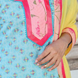 Kota printed kurta set with applique work